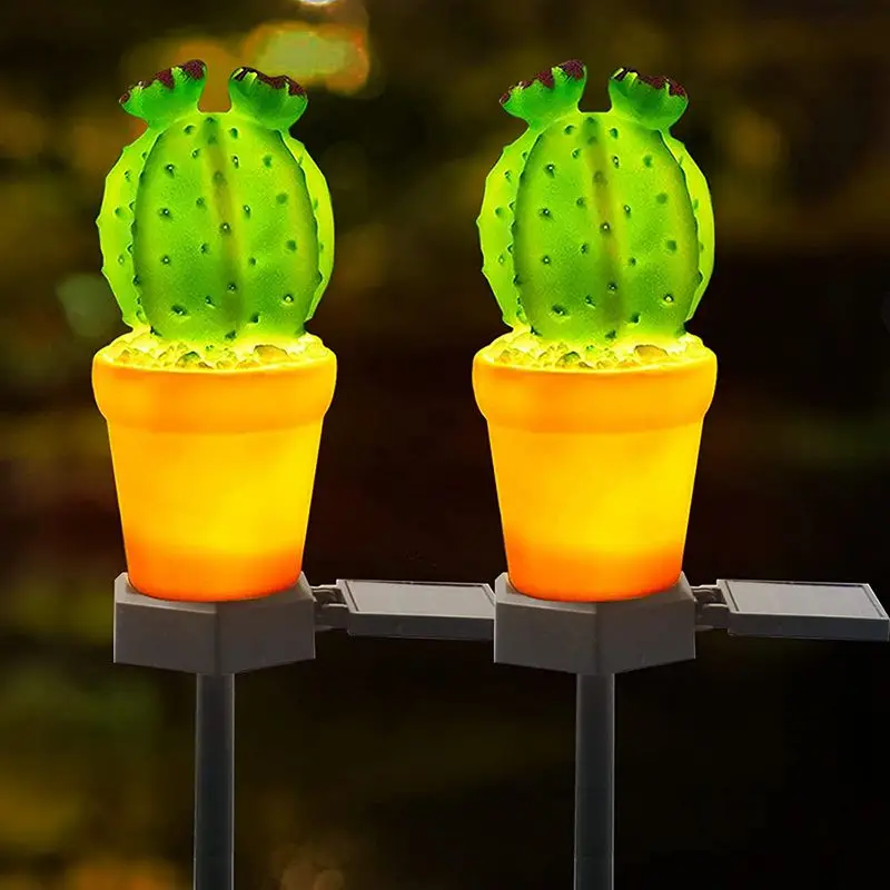 

Outdoor 2 Pack Cactus Solar Garden Stake Light Waterproof Solar Landscape Light For Pathway Yard Lawn Walkway Xmas Party Decor