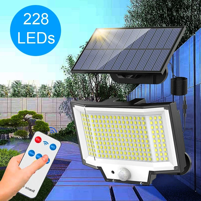 118/202/228LED Solar Panel Light Split type Floodlight Outdoor Security Light Motion Sensor Waterproof Garden Garage Lamp 1pcs lmhp20uu pilot type two side cut flanged linear motion ball bearing seals on both side high quality resin retainer