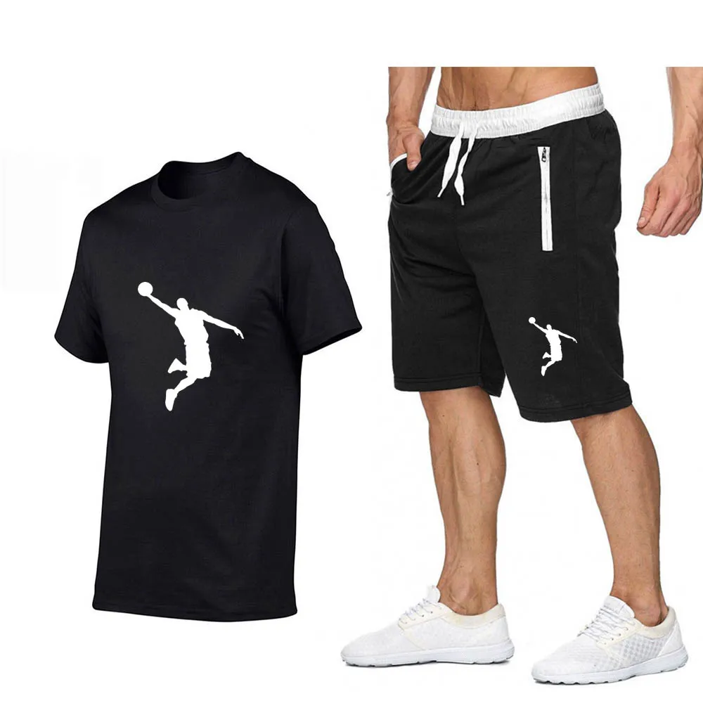 Summer Men's Sportswear Sets, Breathable Short Sleeve T-Shirts and Shorts, Casual Wear, Basketball Training Wear men t shirt shorts set new summer breathable casual t shirts sport suit simple letter printed male short sleeve tees sets