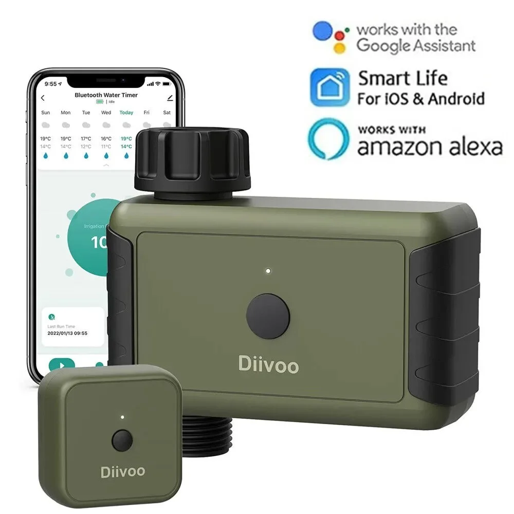 

Diivoo-Smart WiFi Water Timer, Sprinkler Timer, Remote Control, Automatic Irrigation Equipment, Compatible with Alexa and Google