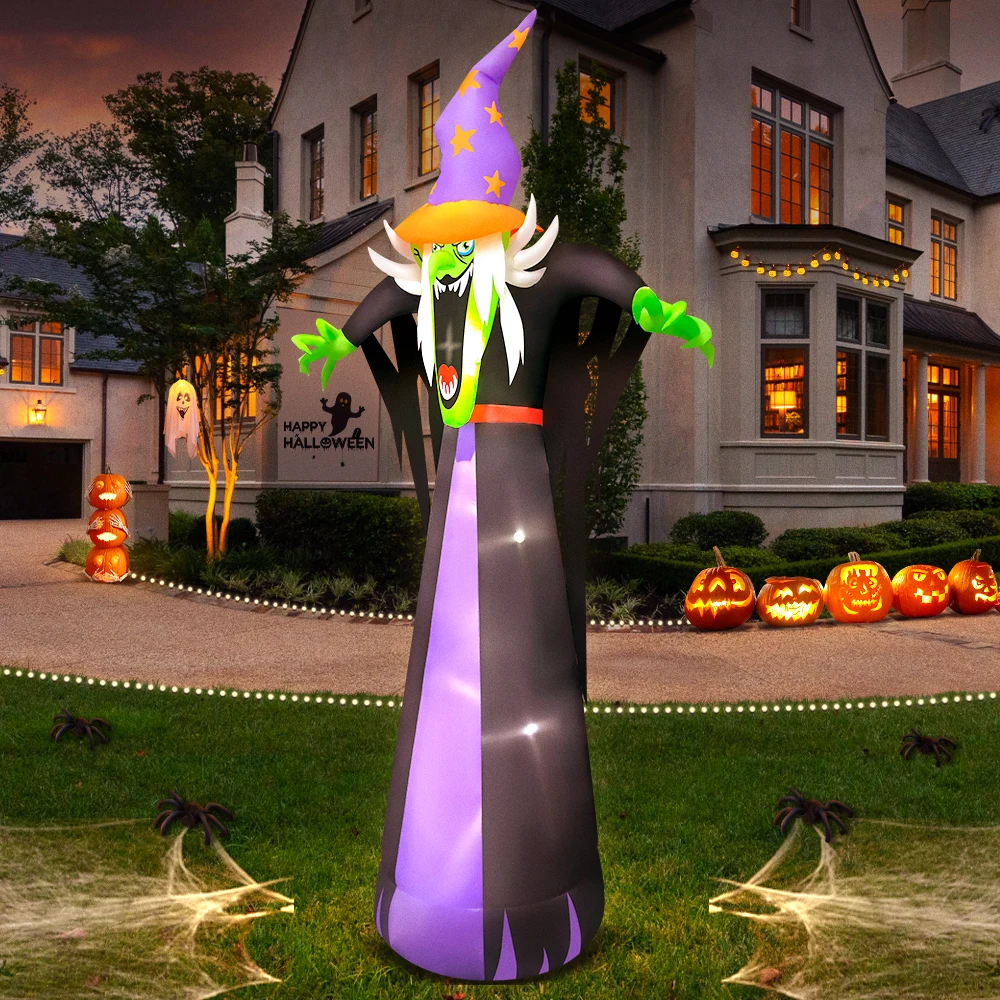 

New Halloween Pumpkin Ghost Witch Inflatable Home Outdoor Decoration Blow Up Yard Props For Holiday Party Garden With Led