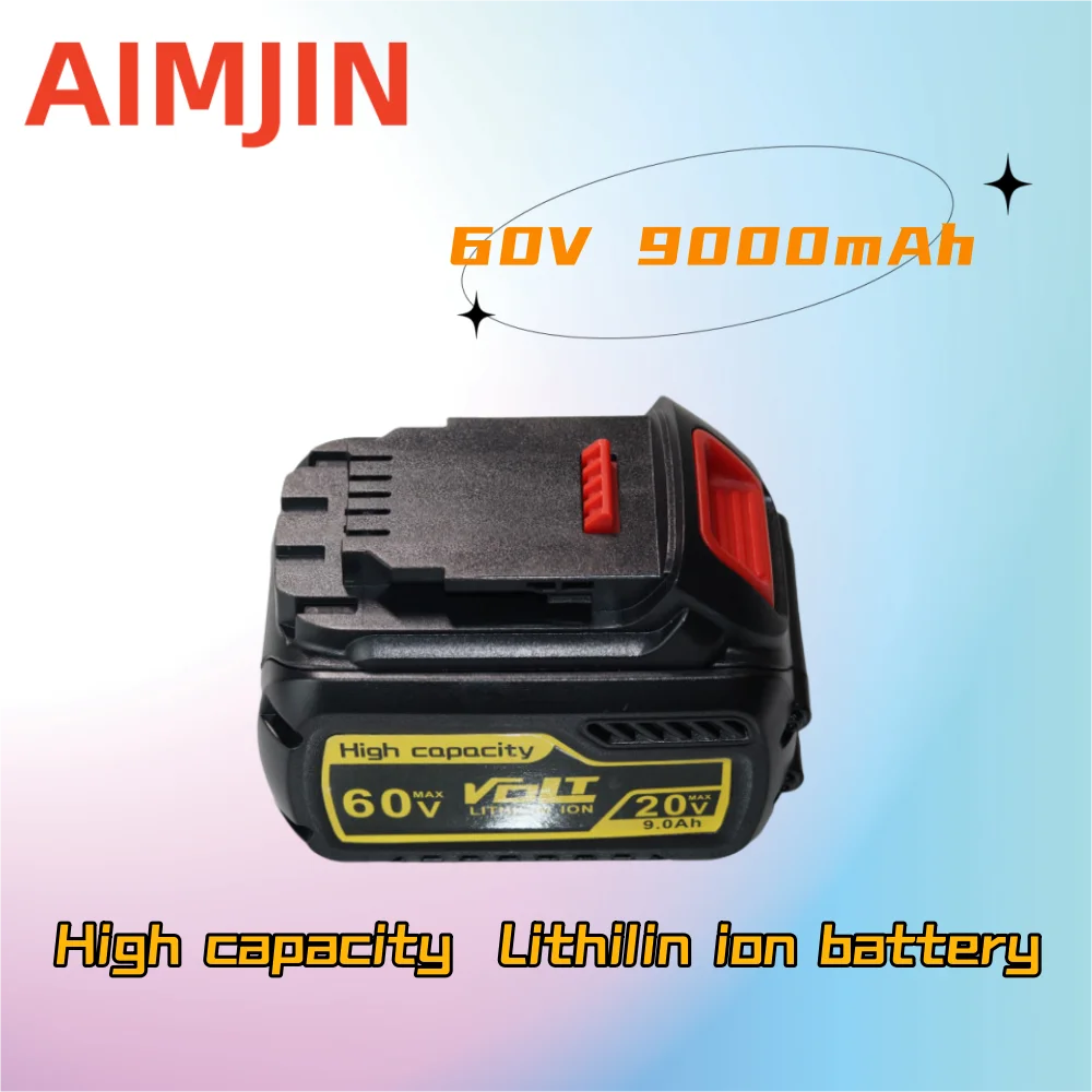 

60V 9000mAh MAX Battery, Replacement for Dewei DCB606 DCB609 DCB612 Work with All 20V/60V/120V Cordless Power Tools