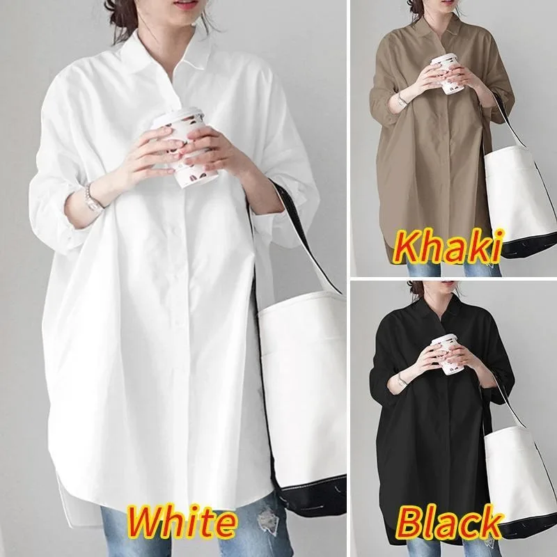 

2024 Solid Ladies Elegant Shirts New Large Size Fashion Women's Long-Sleeved Loose Casual Comfortable Women's Blouses Female