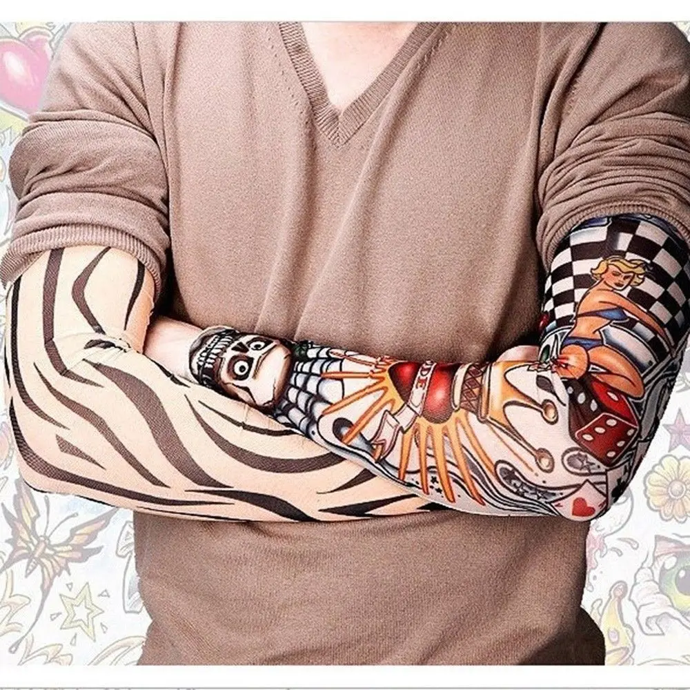 

Charm Temporary New Punk Men Women UV Nylon Skull Theme Gloves Sunscreen Arm Warmers Sleeves