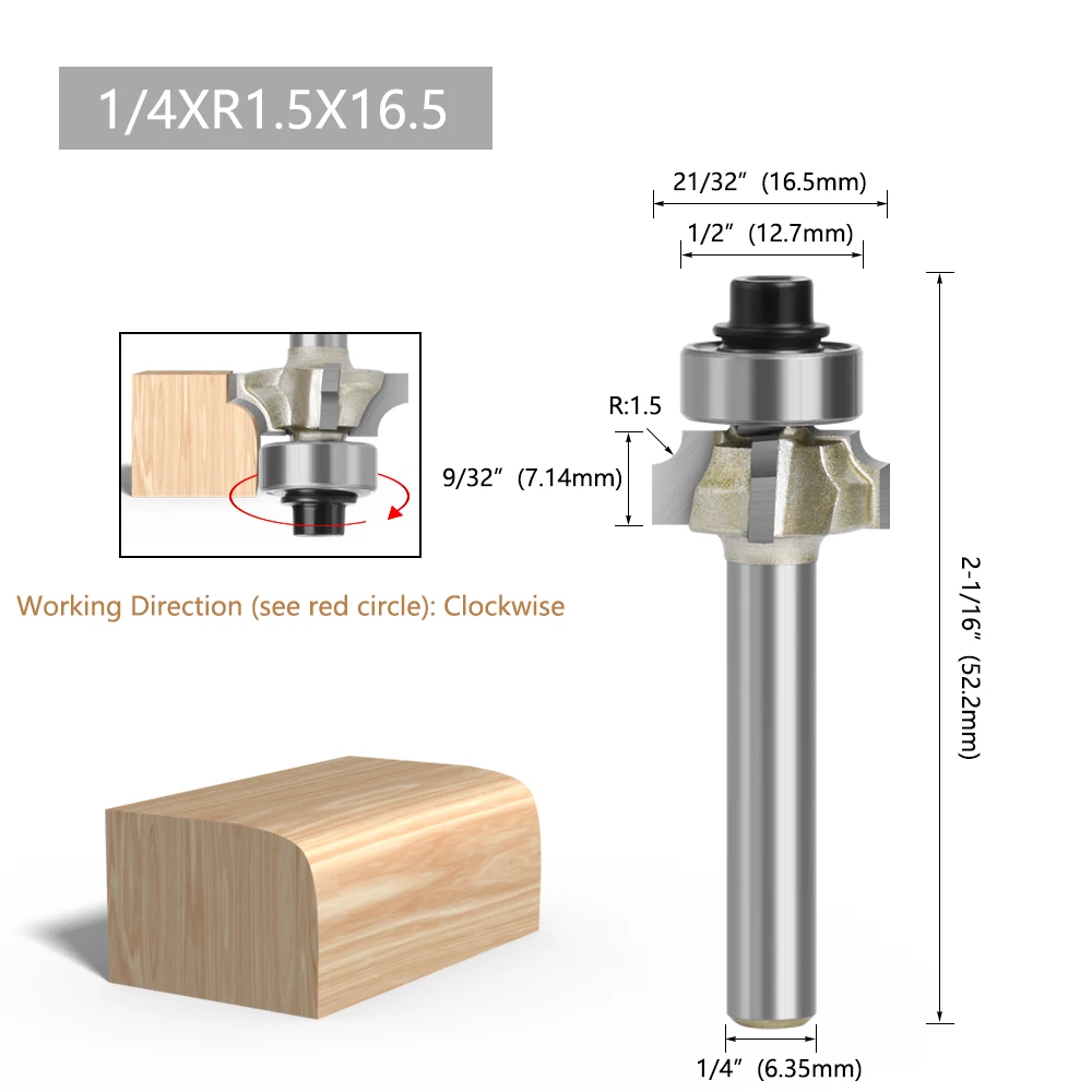 LAVIE 1pc 6mm 1/4 Schaft Z4 Ecke Runde Router Bit R1 R2 R3 Mühle Klassische Cutter Bit Trim einfassung Holzbearbeitung – Detail 8