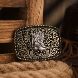 Vintage Western - Style Metal Belt Buckle (Golden boots)