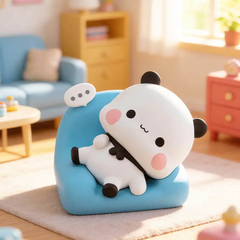 성인용 컬렉션 선물 이어 부부 팬더 블라인드 박스 수집용 트렌디 피규어 버블티 데스크탑 장식품