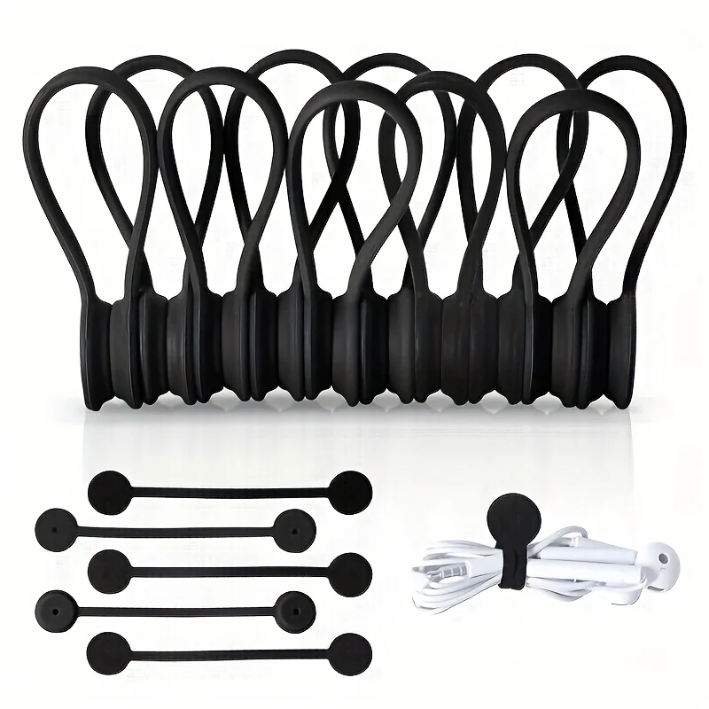 1pc-Reusable Magnetic Cable Ties, Cord Organizer, Silicone Magnetic Cord Ties for Bundling Stuff, Book Marker Fridge Magnets