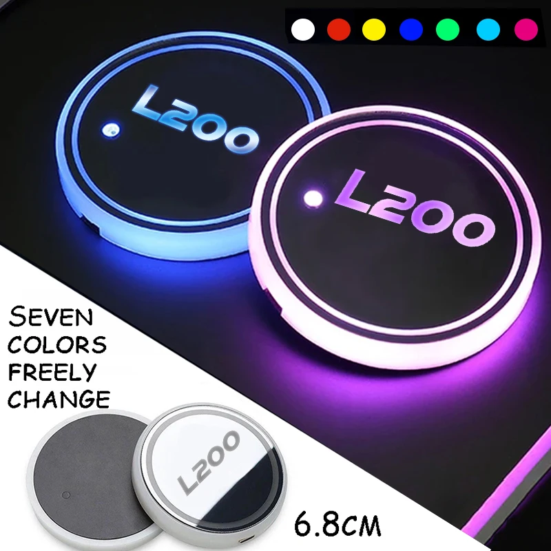 Portabevande Multicolori Smart Lde Per Mitsubishi L200 Logo Ambient Usb Charging Car Water Coaster Decor Mat Pad Accessorio