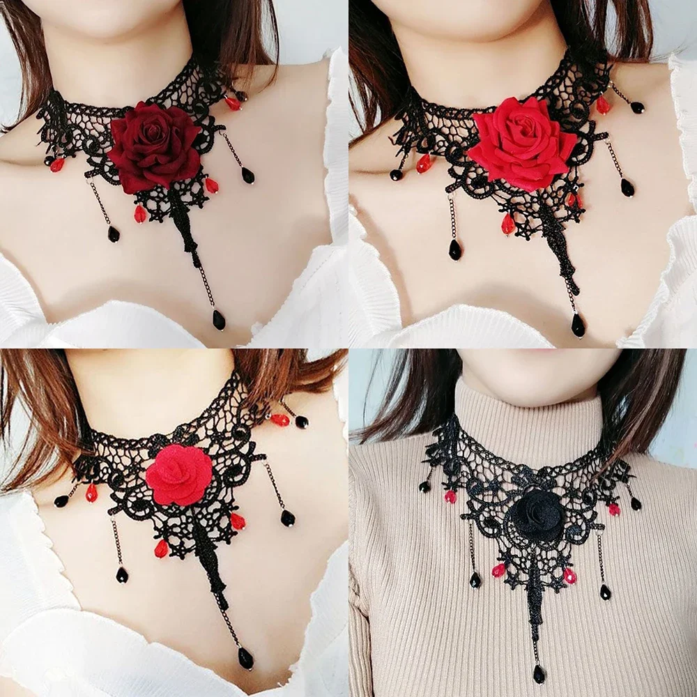 Gothic Vampire Choker Jewelry Set - Victorian Style Necklace, Bracelet & Earrings For Halloween & Costume - View #12