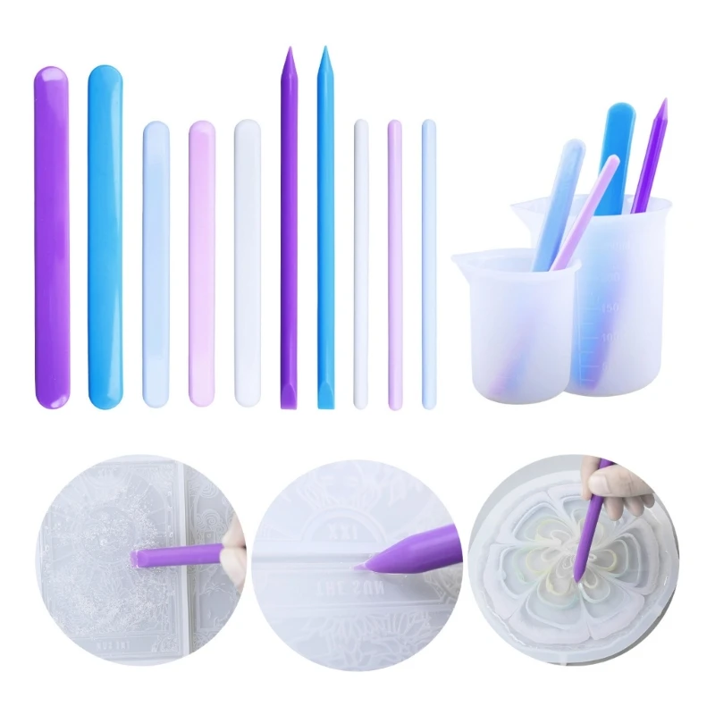 

E0BF Measuring Cups Tool for Epoxy Resin Casting Molds Round Stirring Rod Jewelry