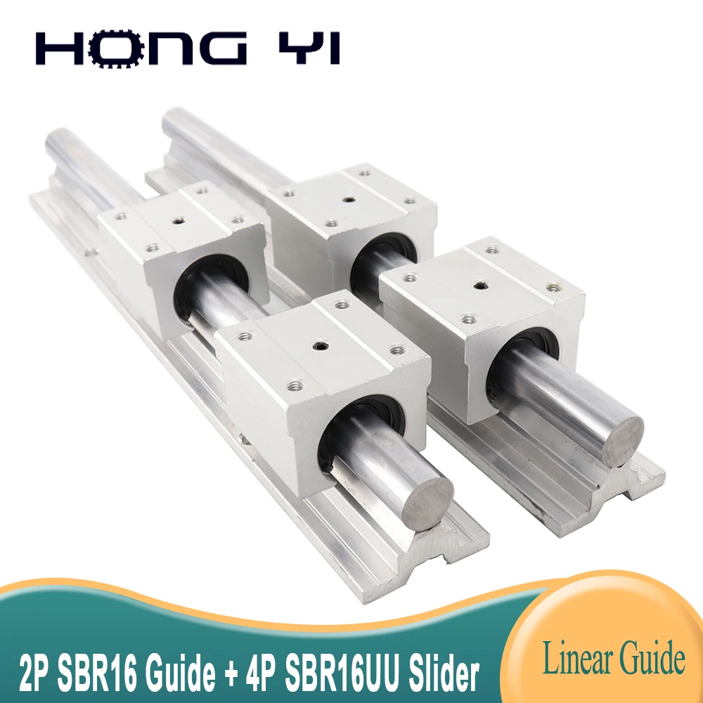 linear slide guide shaft SBR16-350mm 2 rail+4 SBR16UU bearing block CNC 