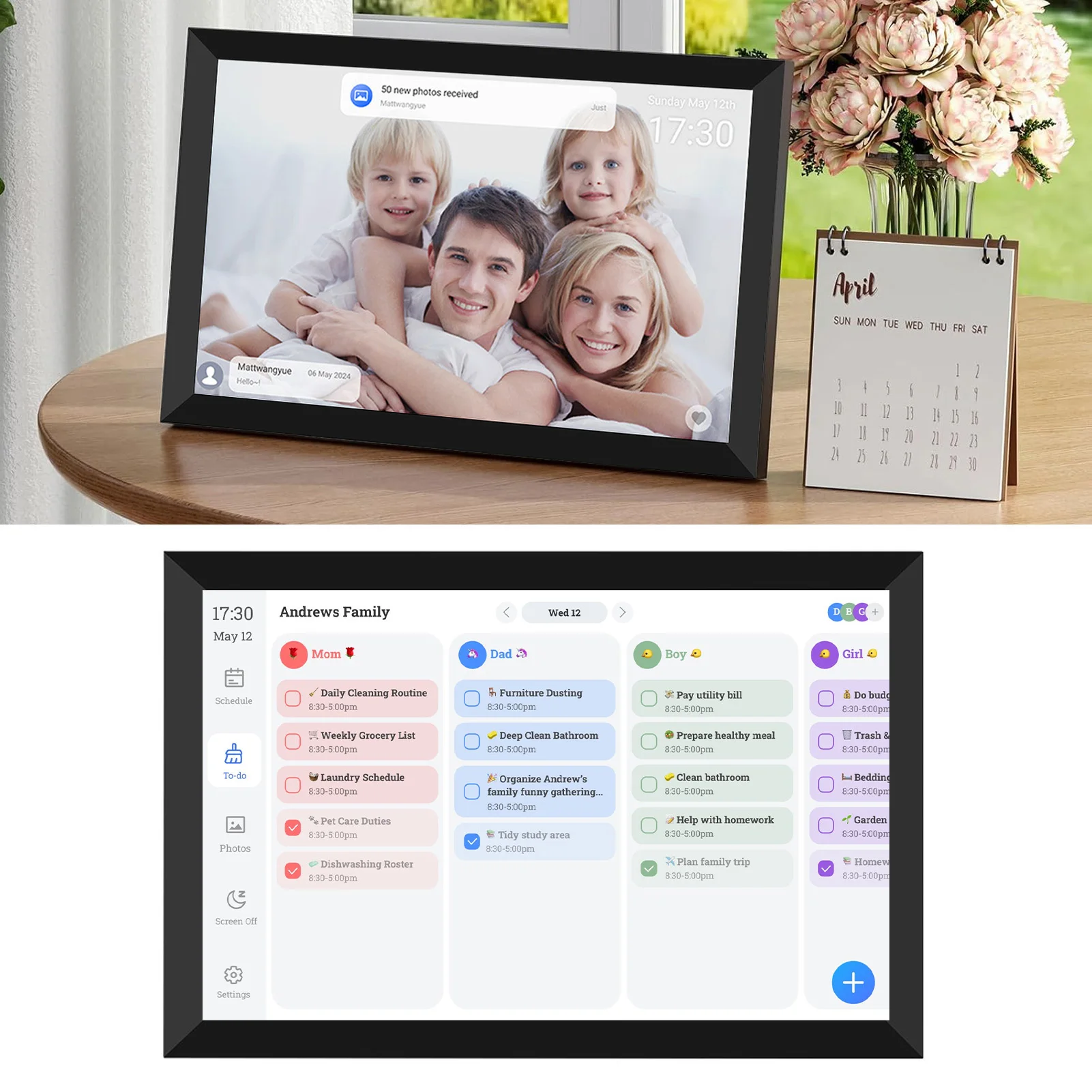 【New】10.1in Smart Digital Calendar and Planner HD Touchscreen Smart Calendar with Chore Chart for Family Office