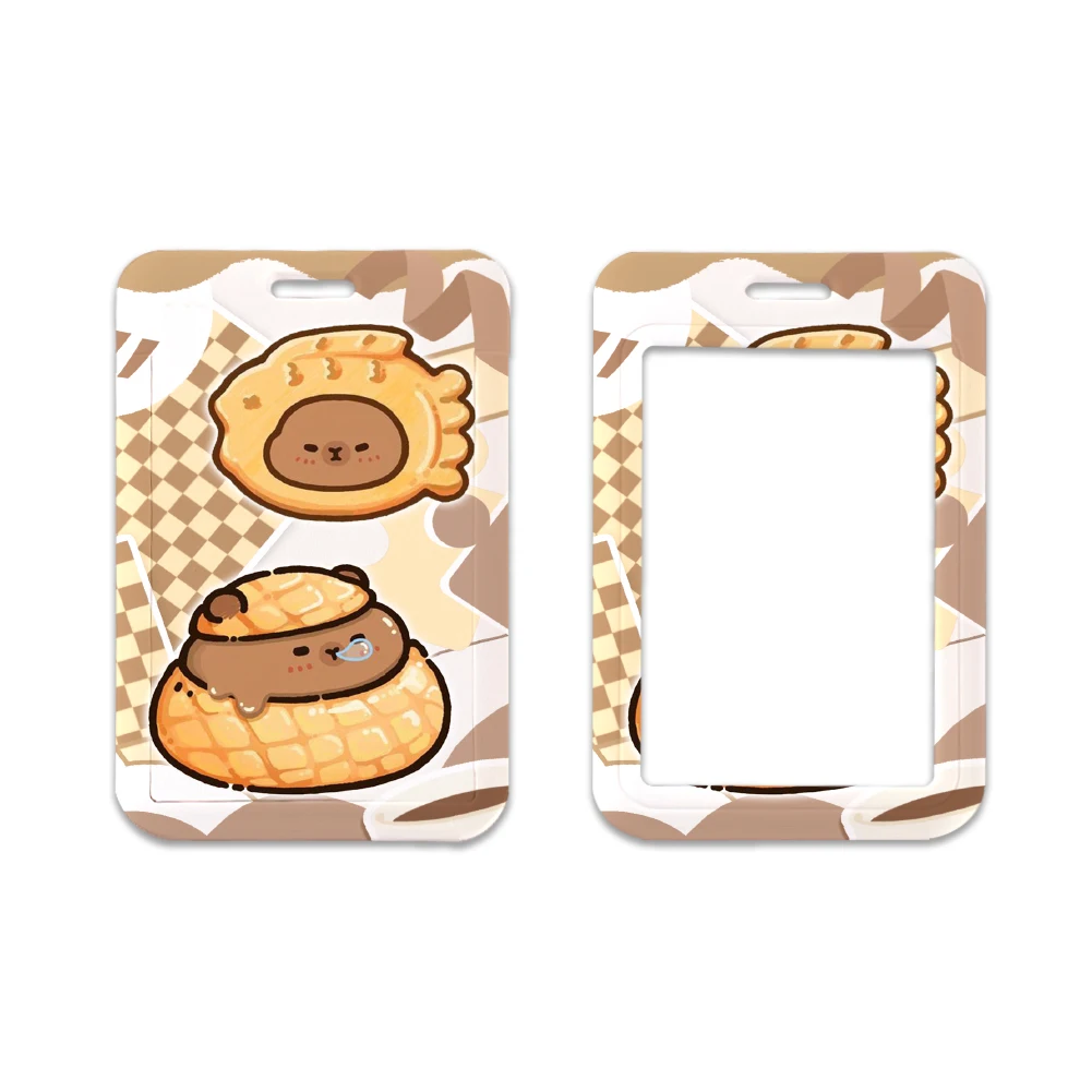 Cartoon Capybara Swimming Door Card Case Hanging Rope Badge Holder Neck Strap Business Card Small Gift card case holder