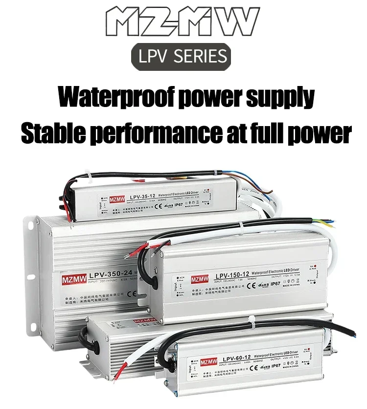 Description Picture 2 of itemLPV-35-48 IP67 Waterproof Switching Power Supply AC to DC 35W 100-240VAC 48VDC 0.72A LED Strip Industrial Drive