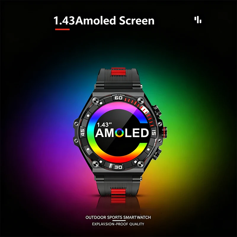 Nuovo Smartwatch Sportivo 2026 con Display AMOLED da 1,43'', Monitoraggio della Frequenza Cardiaca, Chiamate BT, Impermeabile IP68 per Android e iOS - Image 2