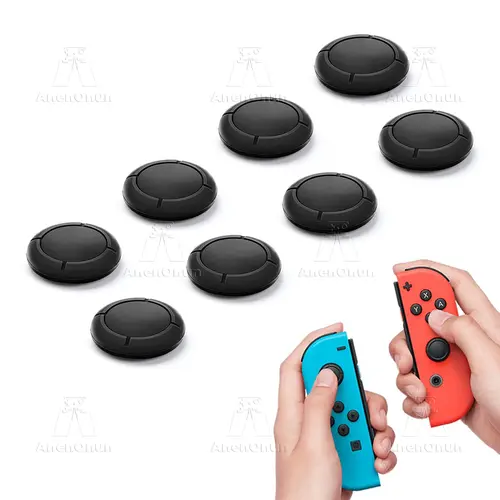 Joycon Joystick Replacement Cap for Switch/Switch Lite/Switch OLED Premium Thumb Grip Non-Slip Silicone Protective Cover - Black - Image 10