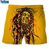 Rock Singer Bob Marley Reggae Rasta Pattern Board Shorts 3D Printing Men's Outdoor Leisure Sports Gym Shorts Men Swim Trunks 5