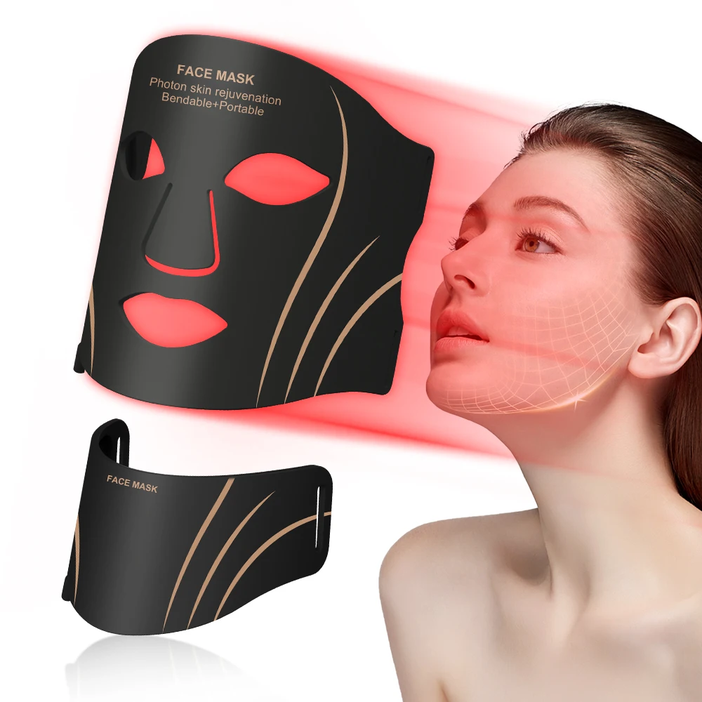 LED Facial Mask Facial Neck Mask Neck Anti Wrinkle Mask Silicone LED Mask Face With Neck 7 Colors LED Photon Red Light Therapy for Anti-Aging Wrinkles Skin Rejuvenation Beauty Mask