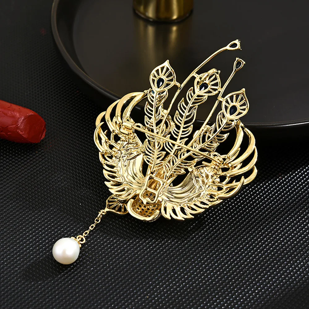 100% Silver Peacock Brooch Pin For Women With Nano Stones Designer Luxury Jewelry High Quality Trending Gift