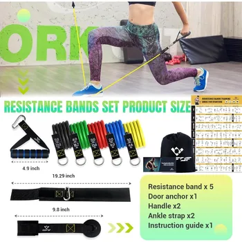 Resistance Bands Set with Yellow Handles, Exercise/Workout/Fitness Bands with Door Anchor, Legs Ankle Straps for Resistance Trai 4