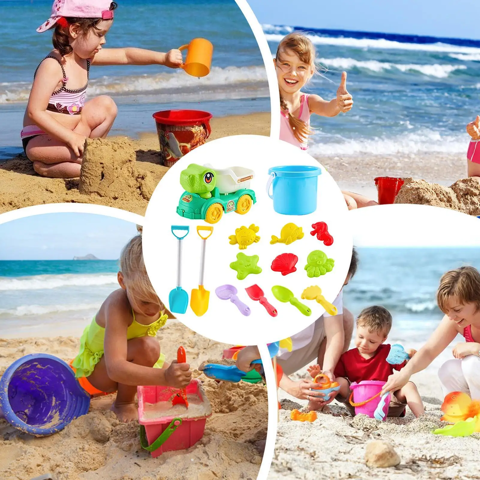 Strandsandleksaker set med formar hink och spadar för barn_voghion.com