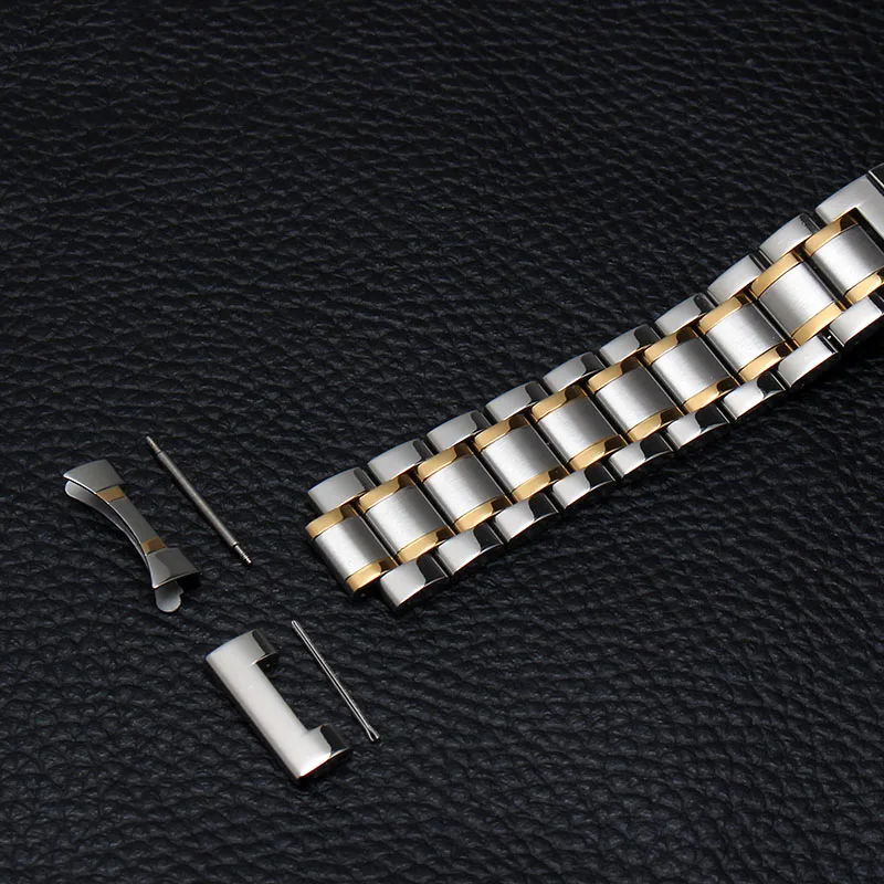 Elegant Curved End Stainless Steel Watchband Bracelet Strap