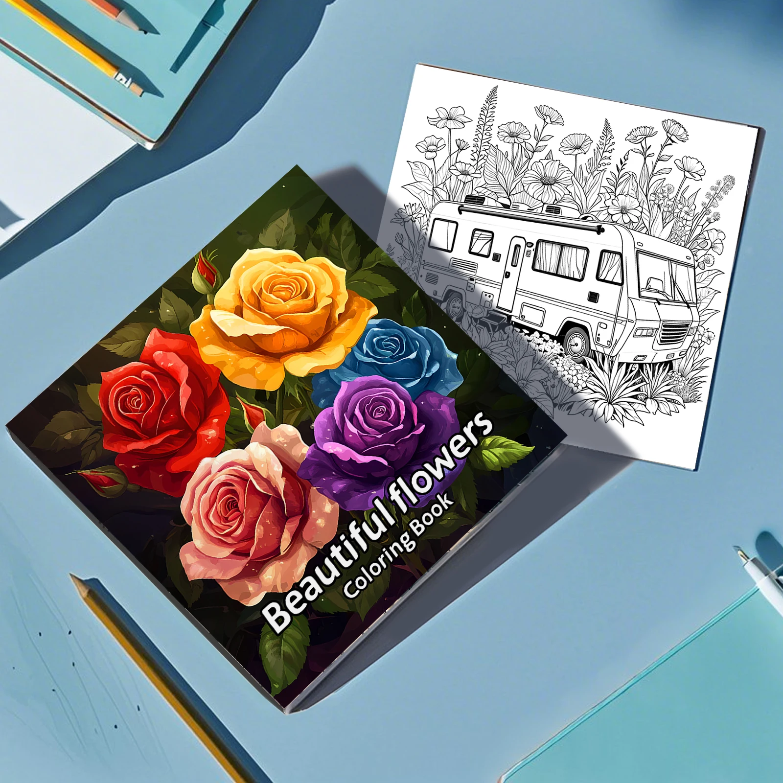 Beautiful Flowers Coloring Book 24Page Adult Picture Books Gift For Relieve Stress Kill Time Graffiti Painting Drawing Art Book 4