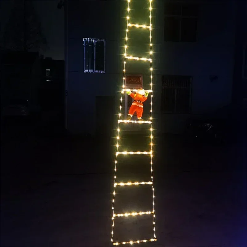 Weihnachtsdekoration für Zuhause, Party, Geschenk, Weihnachtsmann, Polyester, Weihnachtsschmuck, LED-Lichterkette für Weihnachtsbaum, Leiter, Kletterlichter_voghion.com