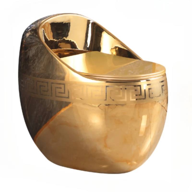 

Golden toilet egg shaped electroplated golden toilet artistic personality European ceramic