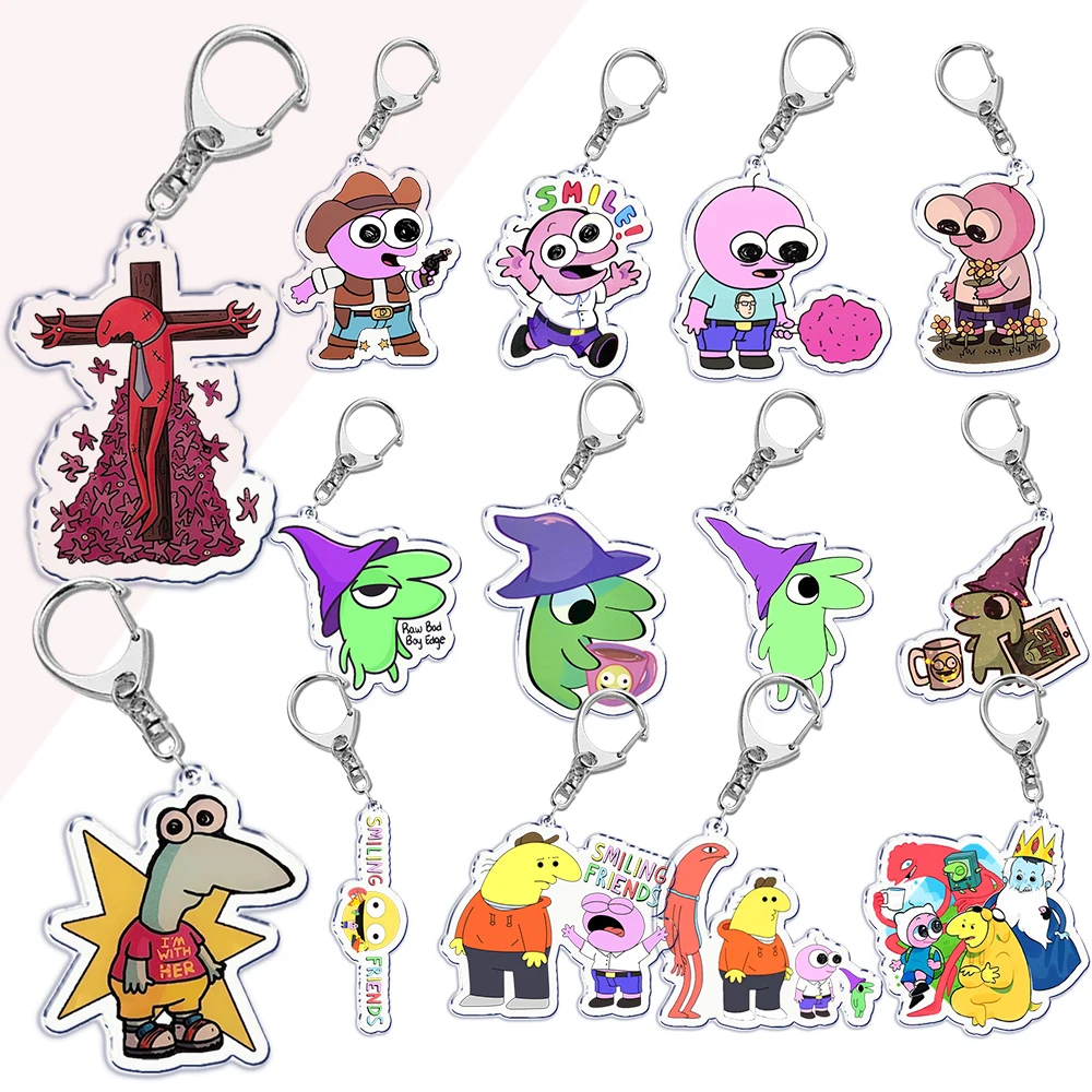 

Cartoon Anime Smile Key Chain Keychains Ring for Accessories Bag Graffiti Pendant Keyring Jewelry Fans Gifts for Friends