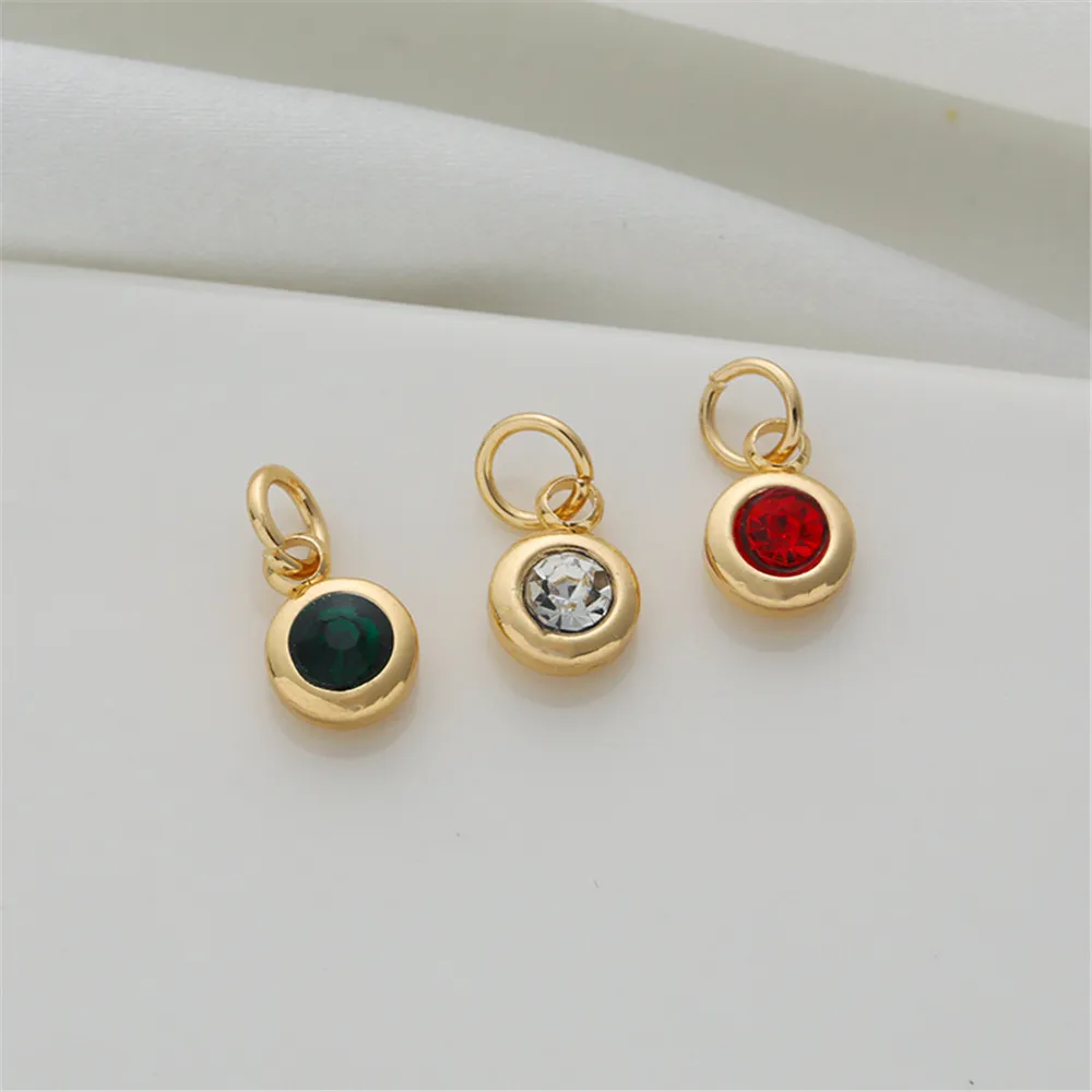 

14k gold package color preserving cut zircon small pendant 6mm link pendant bracelet necklace accessories manual diy jewelry