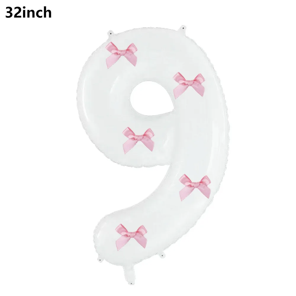 32 Blue, Pink, and Black Number Balloons with Ribbon Bows