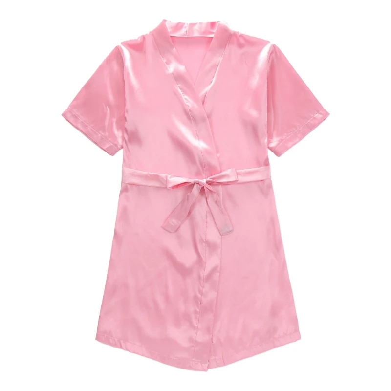 Pink Bathrobes for Girls Nightwear Fashion Solid Robes Summer Baby Kids Breathable Nightgown Sleepwear Wedding Spa Party Dress