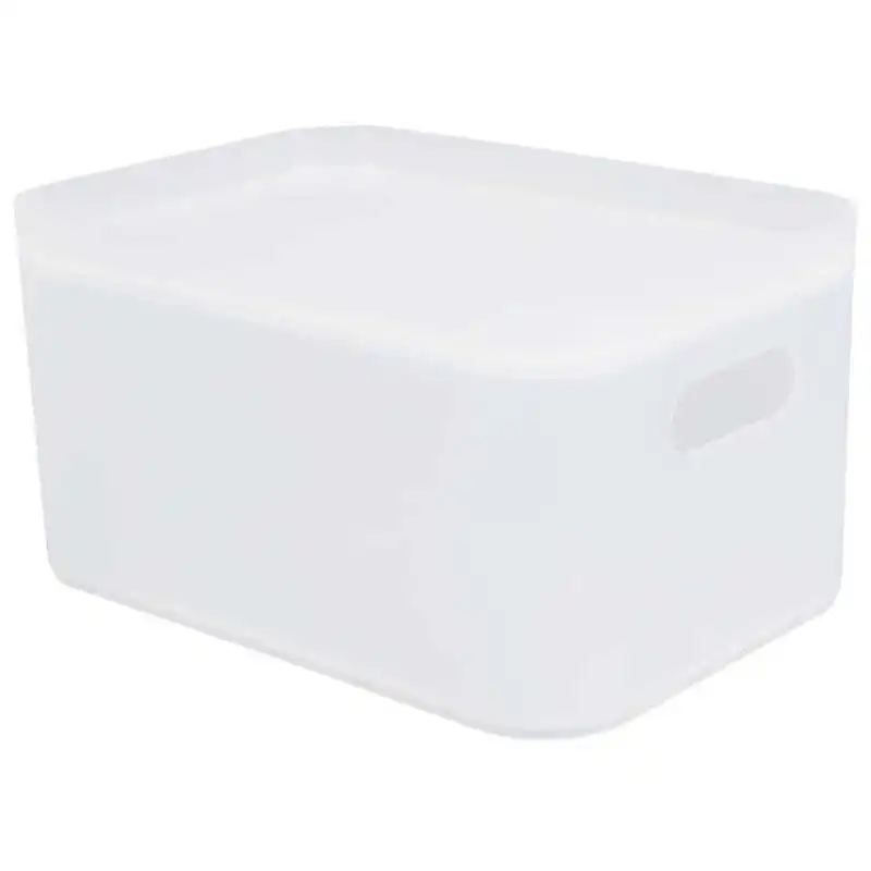 Plastic Storage Basket Large Capacity Desktop Storage Box with Lid for Office