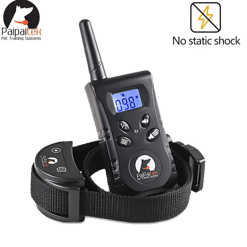 Pet Training No Shock Collar Black Nylon Collar Anti Bark Remote Collar