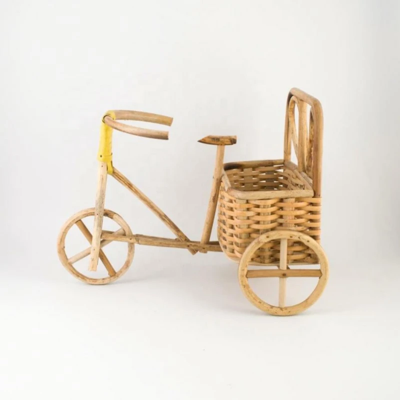 

2019 Creative Handmade Bicycle Woven Natural Rattan Wicker Bread Fruit Basket Bike rack ZL082