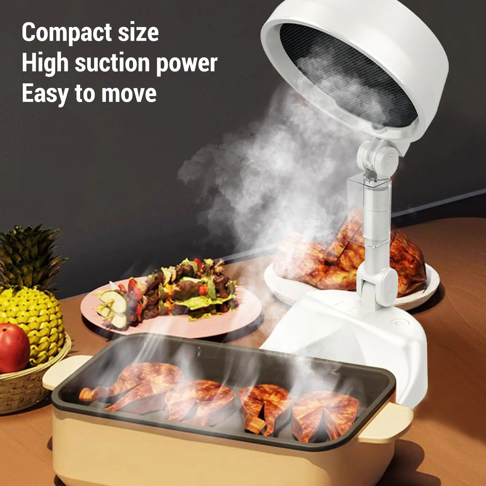 Desktop Cooker Hood Tabletop Range Hood 8W 3 Speed Strong Suction Low Noise Multifunction Foldable Portable Kitchen Exhaust Fan 3