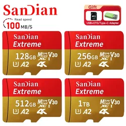 100% Original 1TB A2 Micro Card Class 10 Micro TF/SD Card  512GB 128GB  Memory Card for Phone Camera MP3/MP4 Flash Cards New