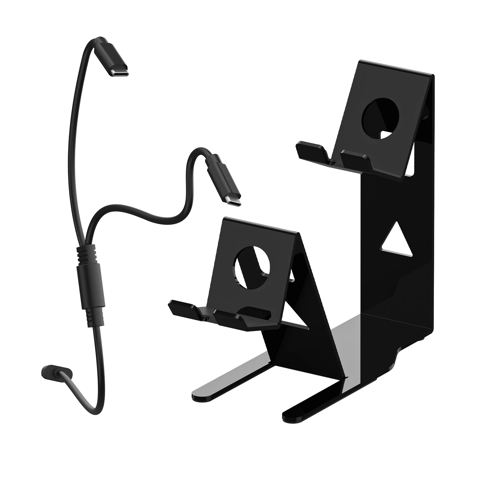 스팀 컨트롤러 2, PS5/4, Xbox, 스위치용 메탈 데스크탑 스탠드, 마그네틱 충전 케이블 세트 포함 게임패드 2개 거치 가능