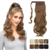 Synthetic Long Wavy Ponytail Hair Extension Curly Clip in Fake Wig Hairpiece Blonde Wrap Around Pigtail Smooth Fake Pony Tail 1