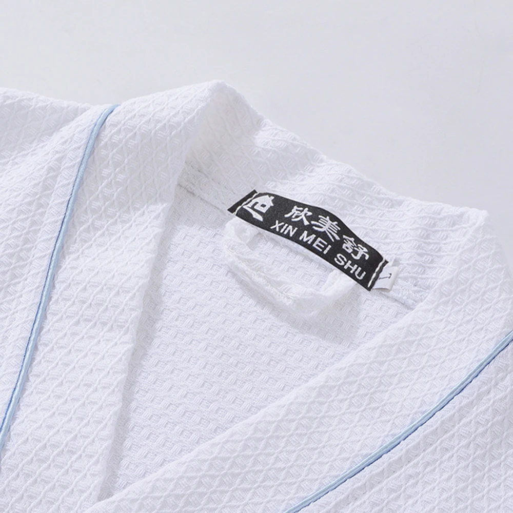 Spring Towel Bathrobe Men 100% Cotton Sleepwear Kimono Bath Robes Unisex Dressing Gown Long Shower Sleep Gown Terry Robe White