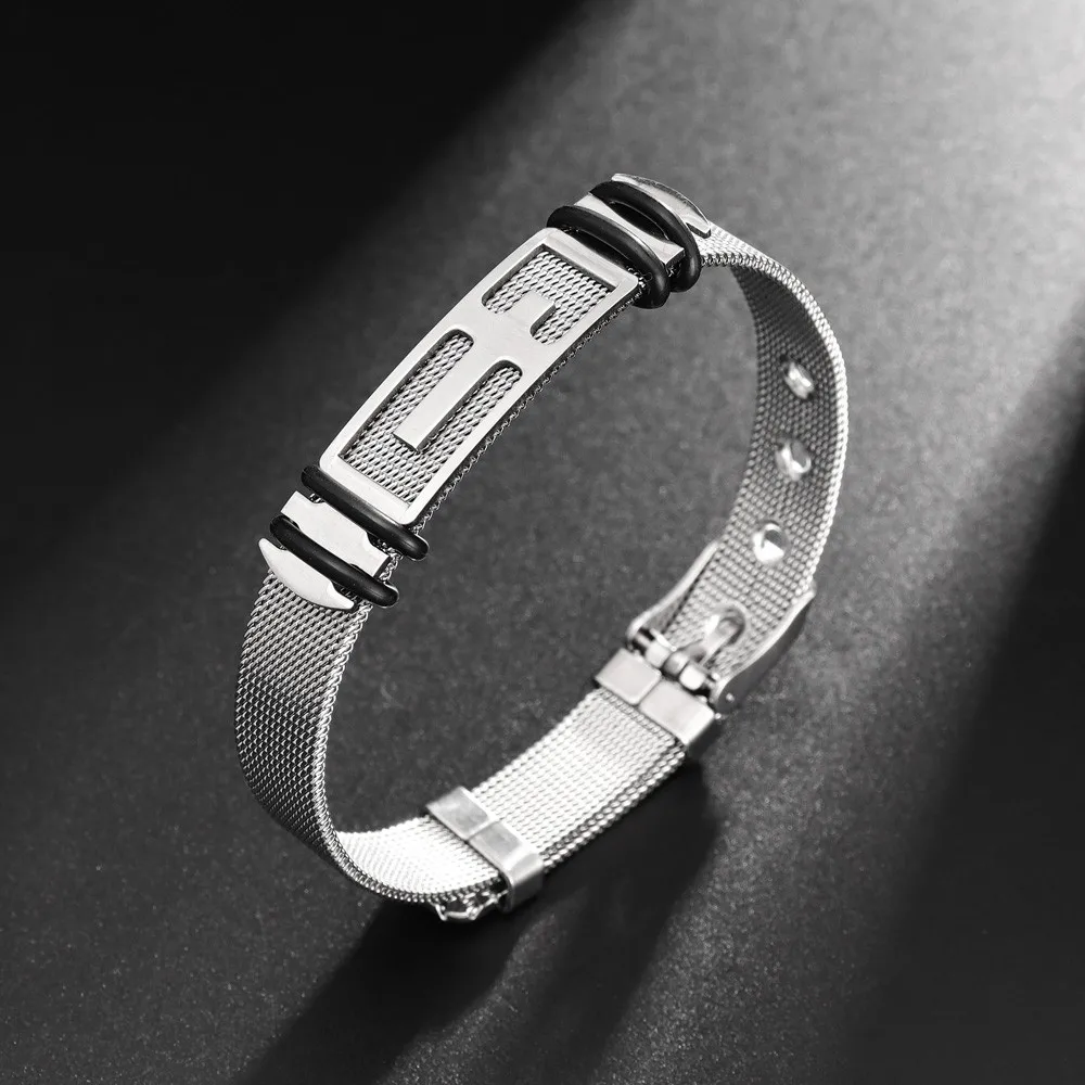 Christian Cross Adjustable Titanium Steel Men's Bracelet Fashion Metal Religious Accessories Party Jewelry