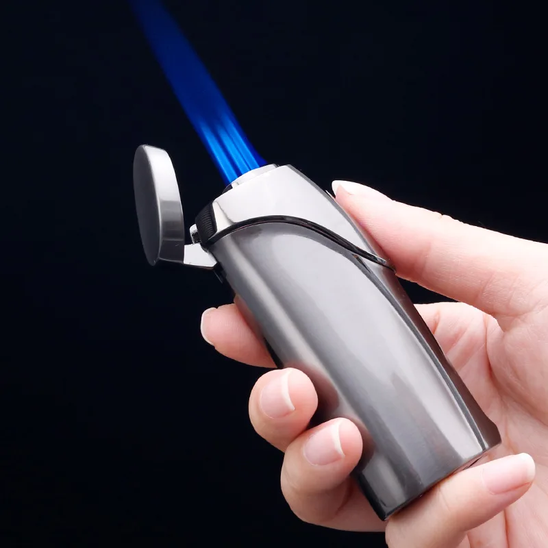 Jobon Direct Injection Three Flame Blue Flame Lighter Charging Gas Mixed Lighter Touch Sensing Electric Quantity Display Tools 3