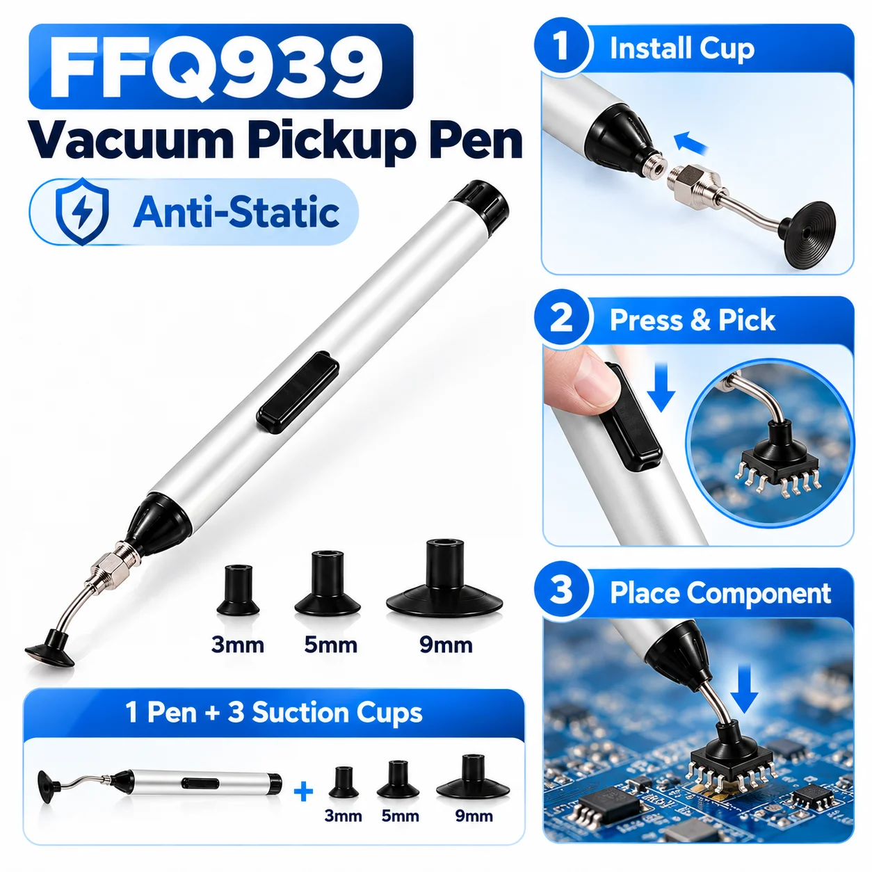 Neuer antistatischer IC-Pick-Vakuum-Saugstift FFQ939 für BGA-SMD-Arbeiten und Reballing-Hilfsmittel