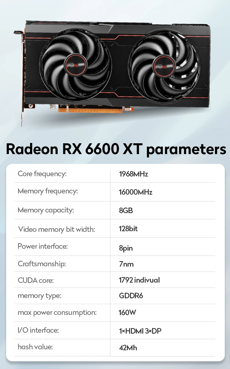 100%NEW RX5600 5700xt 6600 6600XTduplo fã jogo de mesa radeon gpu amd ataland  elsa placa gráfica gddr6 cartão graphics card