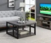 Monterey Square Coffee Table with Shelf, Weathered Gray/Black 2