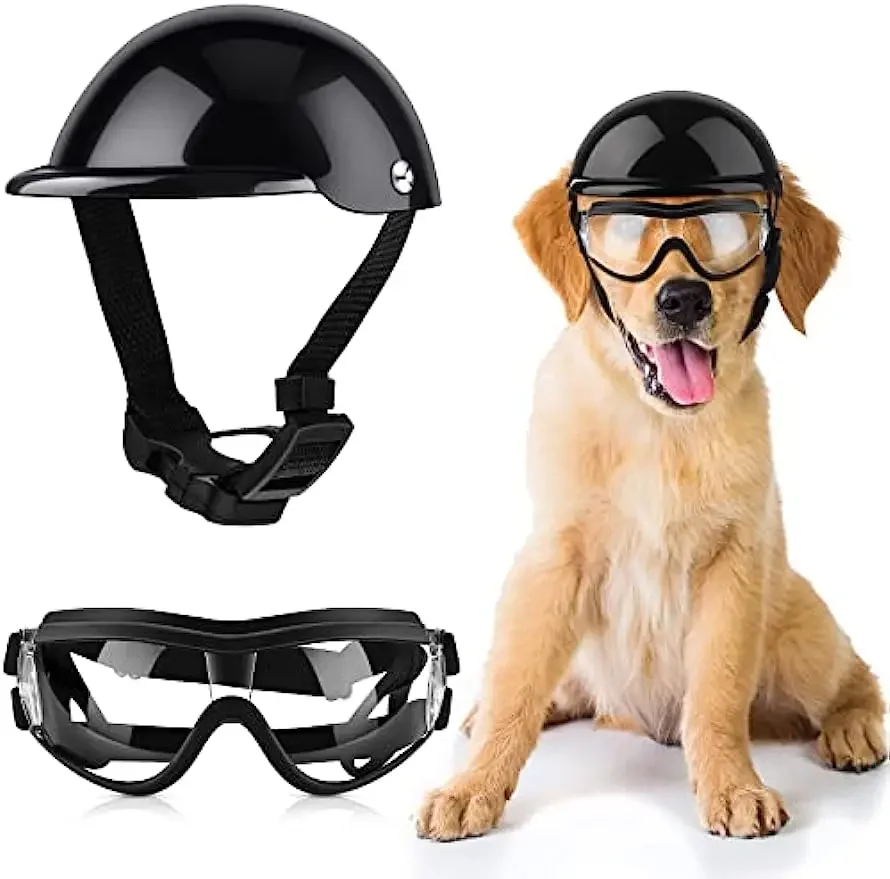ATUBANDogSunglassesandPetHelmetSetHelmetGogglesAdjustableDog