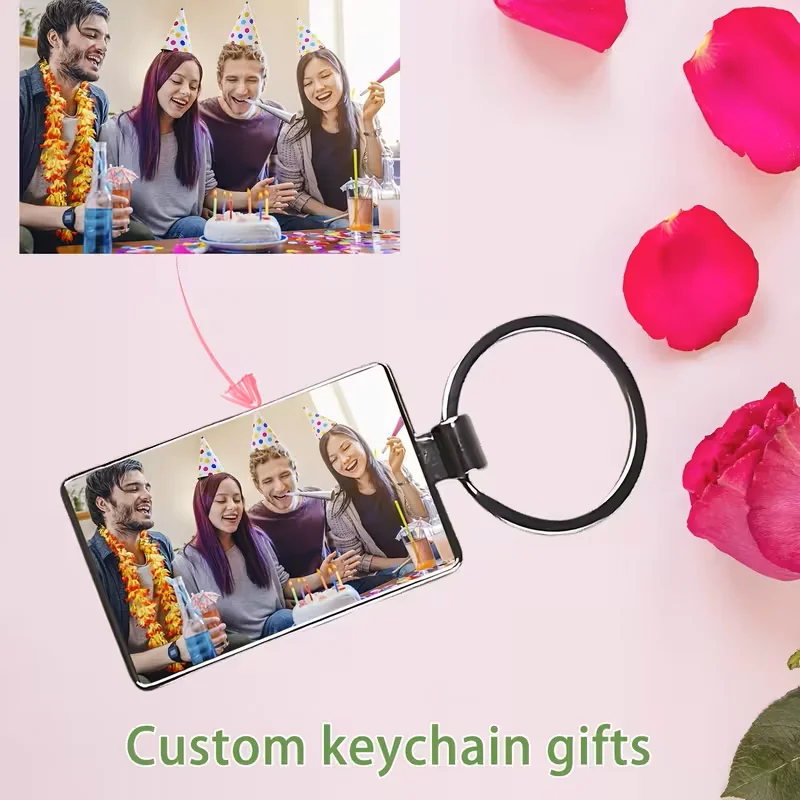Customisable Double-Sided Rectangular Keychain - Personalized Gift with Images or Text
