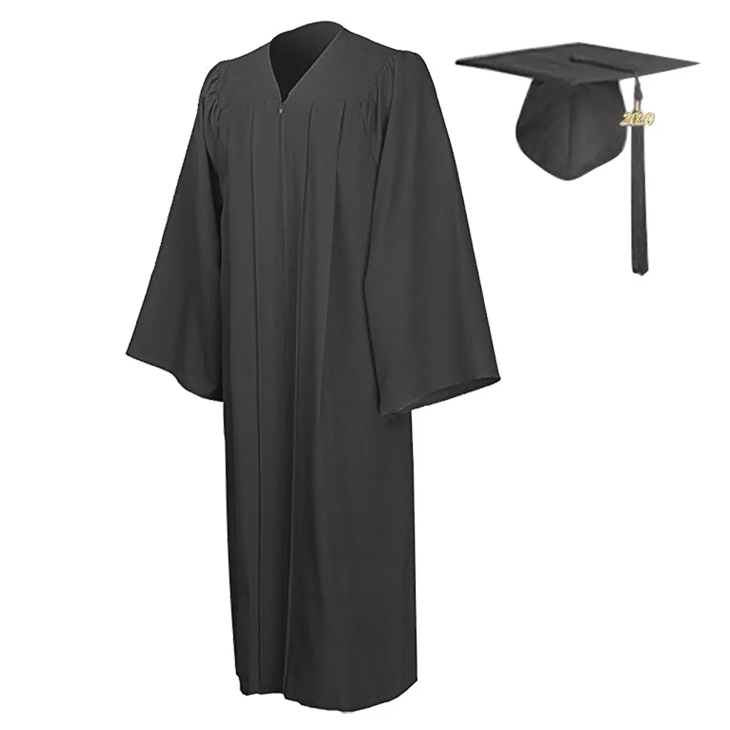 Unisex Student Graduation Gown Tasse Cap Pendant Set Formal High School Robes + Hat Set University Bachelor Clothes graduation gown set